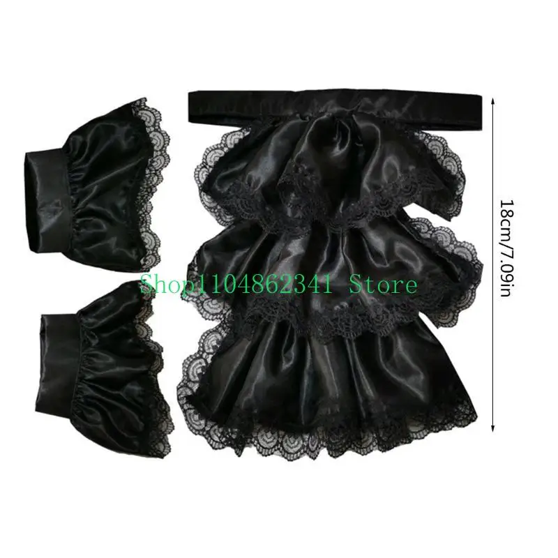 5ASD per adulti per adulti staccabili ruffled jabot e polsini set vintage costume vittoriane