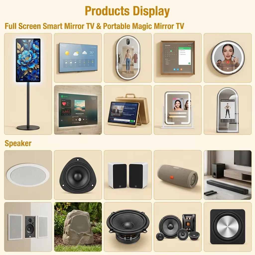 Espelho Inteligente para Banheiro com TV Touch Screen, Luzes LED, Antiembaçante, Wi-Fi e Bluetooth