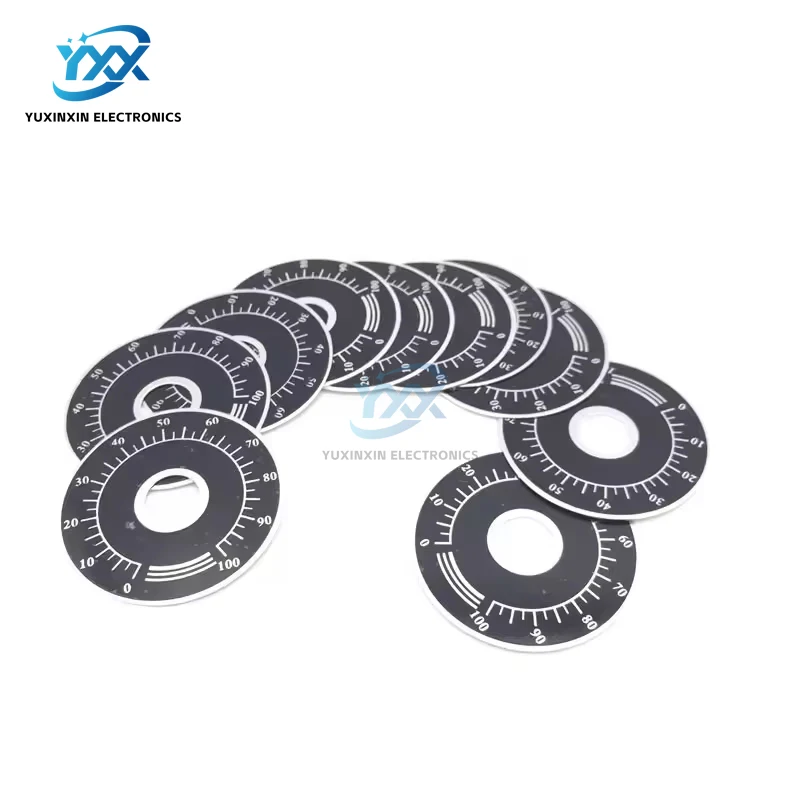 WTH118 WX112 숫자 표시기 디스크와 호환되는 전위차계 손잡이용 5PCS 0-100 원형 다이얼 스케일 플레이트