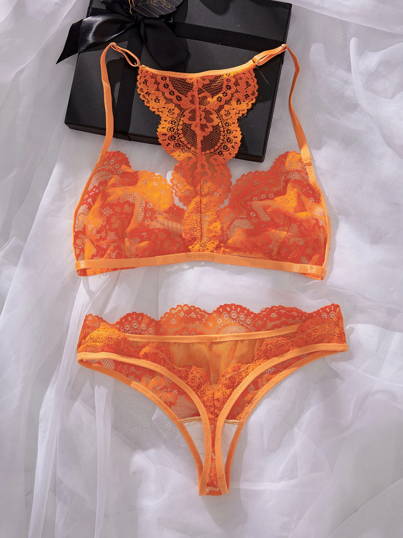 Women\'s Sexy Lingerie Soft Back Suit Lace front clasp bra top  Sexy Bra & Briefs Set Unpadded Transparent Brassiere Intimates