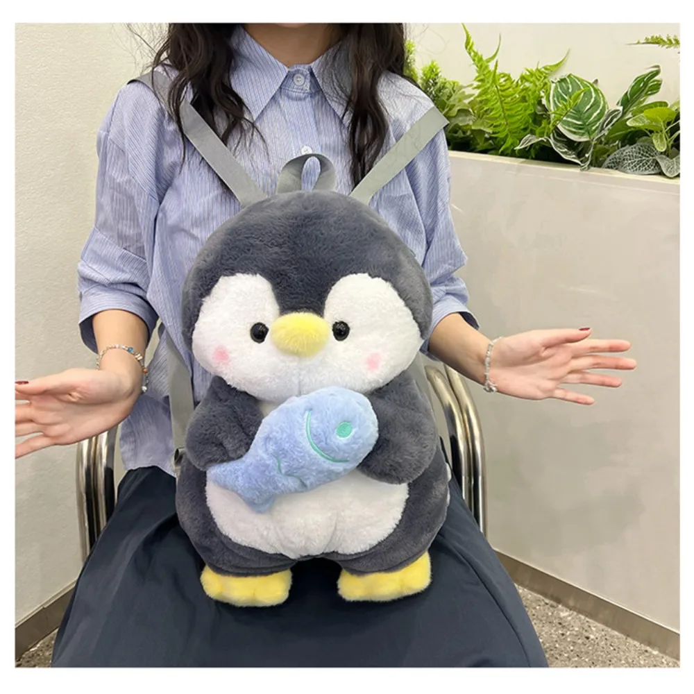 New Cute Plush Toy Trendy Cartoon Penguin Backpack Girls Students Plush Animal Shoulder Bag