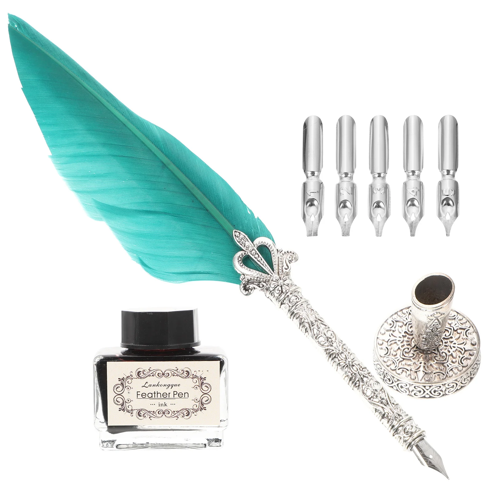 

1Set Wing Steel Pen Decorative Quill Lightweight Calligraphy Business Ink Signature Writing Dip Pen Gift