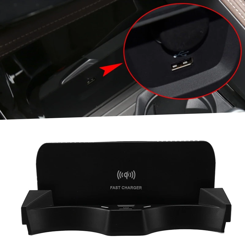 Car 15W Qi Wireless Charger Panel Fast Charging Phone Holder Pad For -BMW F48 X1 F39 X2 2020-2021