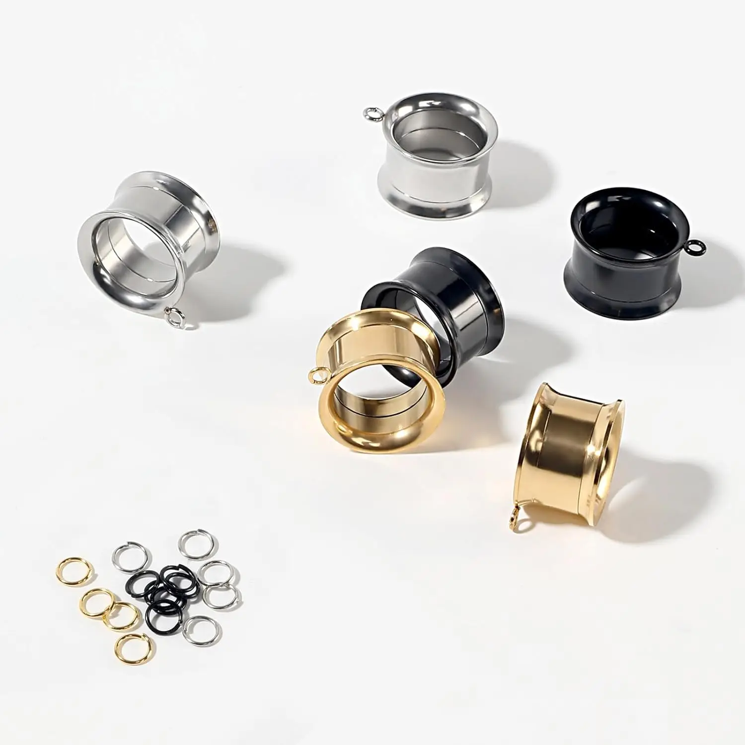 1 Pair DIY Ear Gauges Stainless Steel Ear Tunnels Plugs Piercing Jewelry Stretchers Dangle Gauges Earrings for Women Men