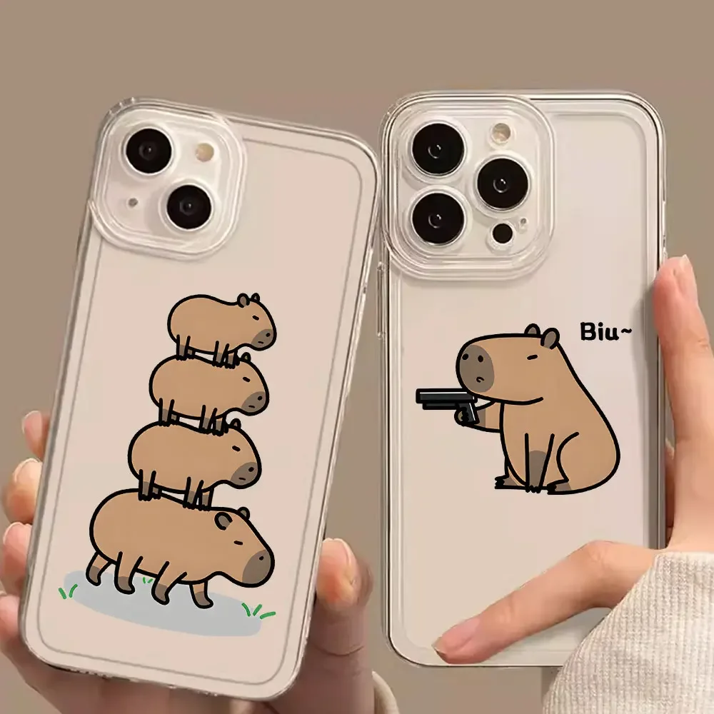 

Cute Animal Capybara Phone Case for iPhone 15 14 13 12 11 Pro Max Mini X XS XR SE 7 8 Plus Shockproof Transparent Shell Fundas