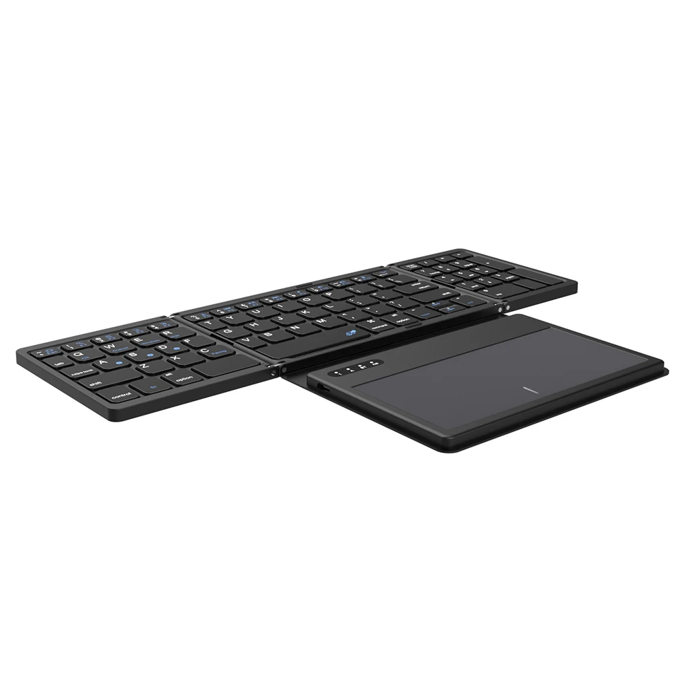 Foldable Keyboard With Touchpad Portable Small Keyboard Leather Case Lightweight Bluetooth-compatible for Universal Tablet Phone