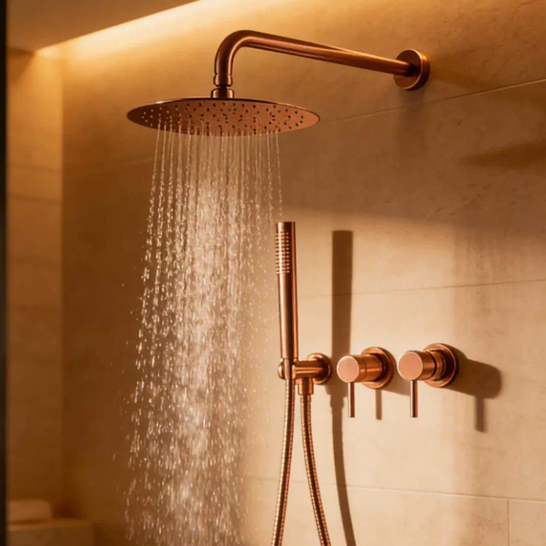 Rose Gold Bathroom Shower Faucet Brushed Gold Bathroom Rainfall Shower Faucet Black Brass Rain Hand-Held Head Bathroom Se