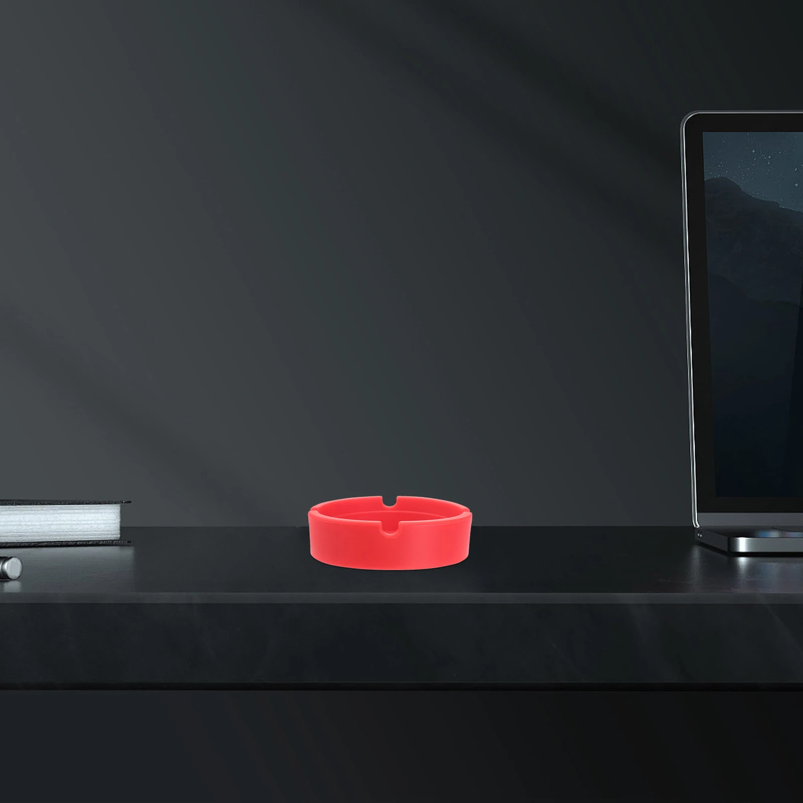 

1pcs Silicone Ashtray Unbreakable Heat Resistant Odorless Eco Friendly Flexible Round Black Easy Clean Ash Tray For Home