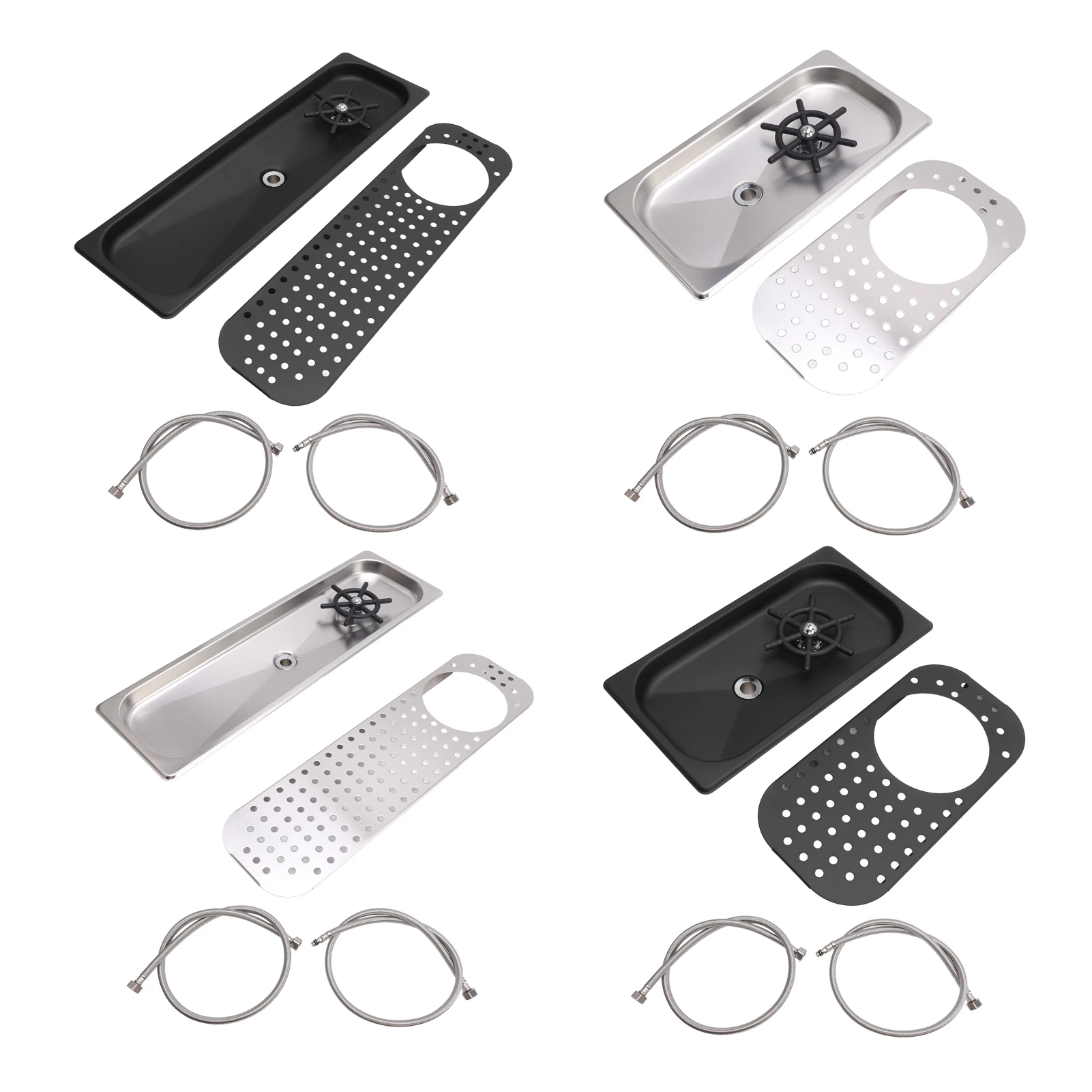 

304 Stainless Steel Pitcher Rinser Cup Washer Glass Cleaning Rinser High Pressure Washing With Drain Drip Tray Hose for Bar