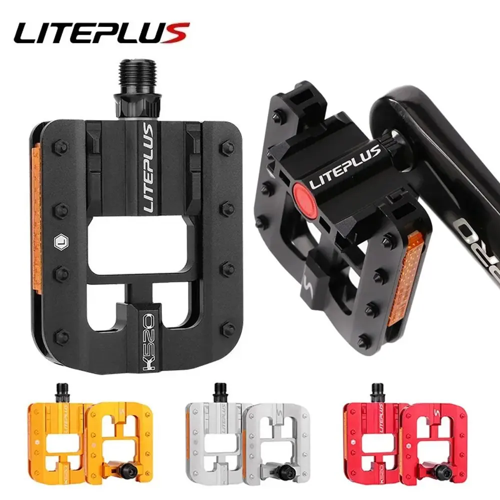 Liteplus Foldable Bicycle Pedals Anti-slip Aluminum Alloy Bike Pedals Slide Solid With Reflective Strips Bike Folding Pedals