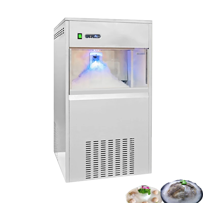 

Commercial Snowflake Ice Maker Countertop Stainless Steel Ice Maker Machine Crusher Seafood Restaurant Bar Coffee Shop 315W