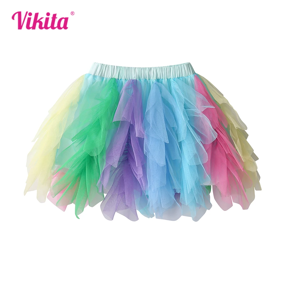 

VIKITA Girls Tutu Skirts Toddlers Tulle Rainbow Colorful Layered Princess Ball Gown Skirt Ballet Dance Kids Party Birthday Skirt