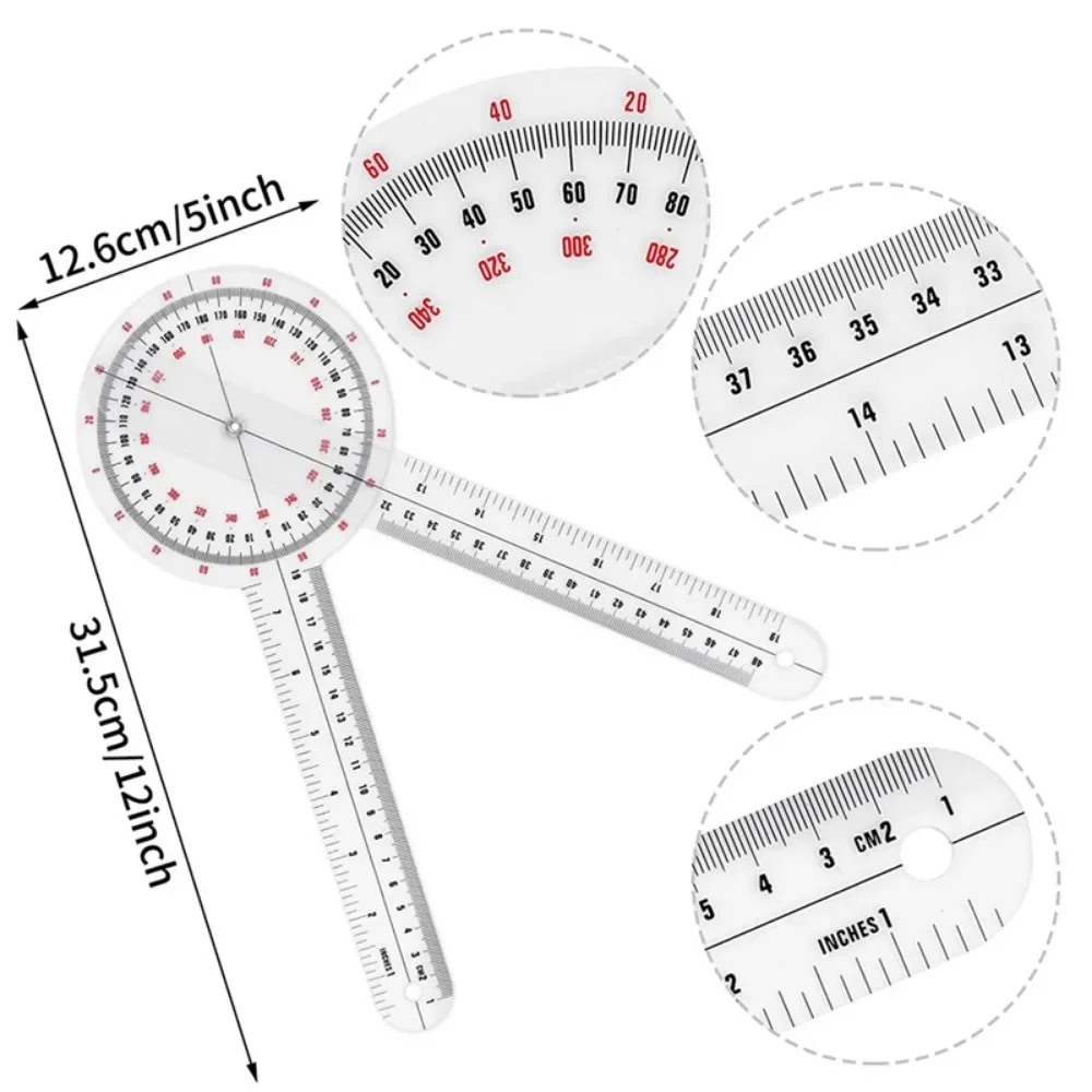 6Pcs Medical Ruler Spinal Finger Goniometer Medical Ruler 180/360 Degree-L1 Medical Finger Ruler Set Joint Angle Gauge