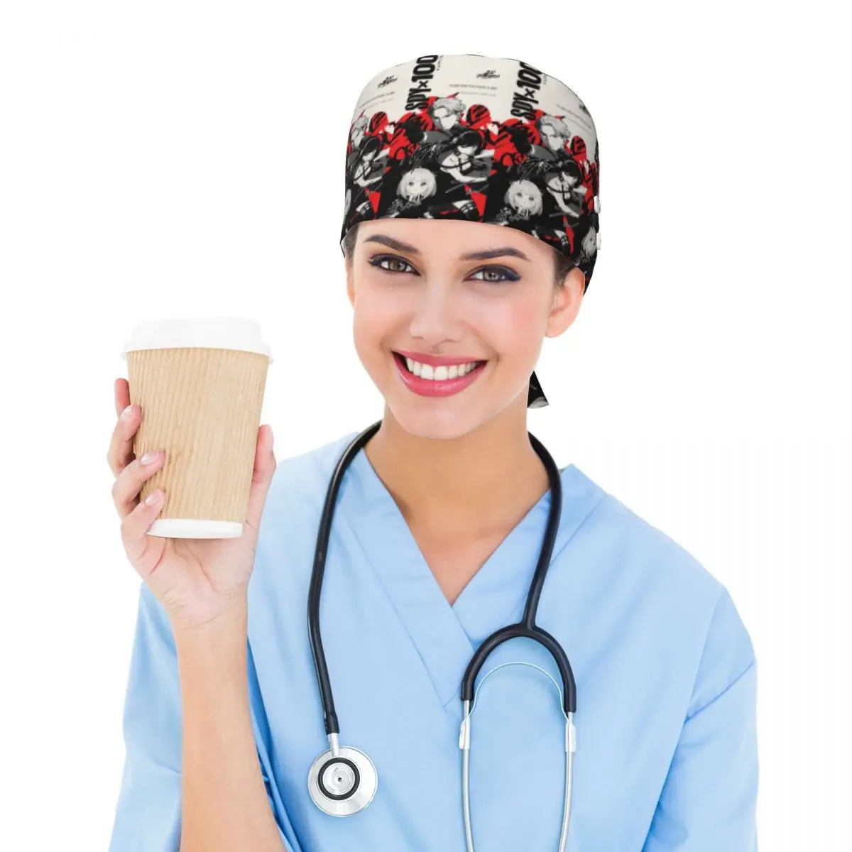 Gorro Quirúrgico Kawaii Manga Spy X Family, Gorro de Trabajo para Médico, Gorro de Enfermería Unisex Ajustable para Dentista