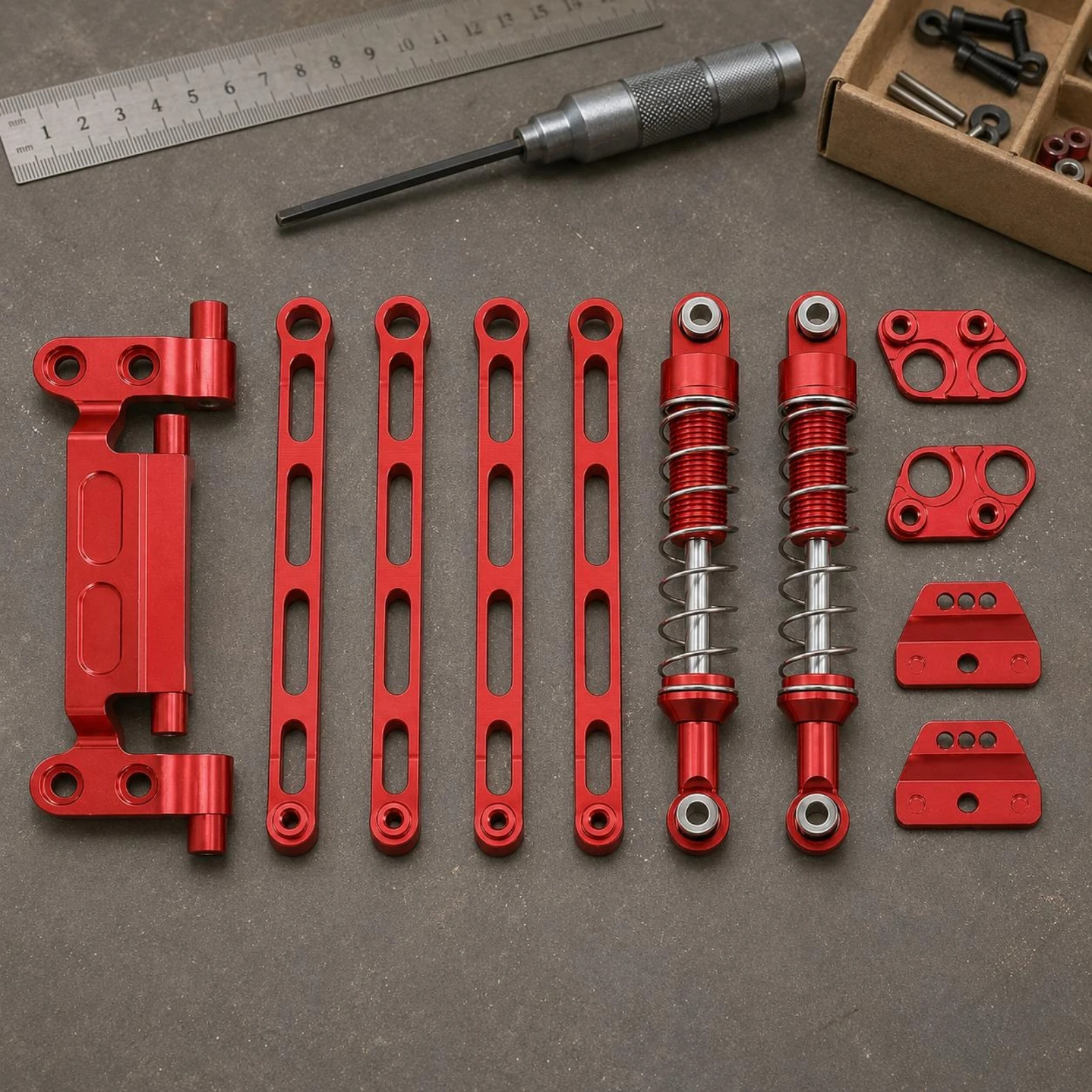 Rear Shock Mount Kit Aluminum Alloy Reinforced CNC Machined Suspension Mount Set for MN300 Tank 300 1 12 Hobby RC