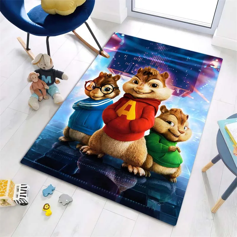 Alvin and the Chipmunks Carpet and Rug Classic Cartoon Carpet Floor Mat Living Room Bedroom Decorate Soft Carpet Kids Room Rug