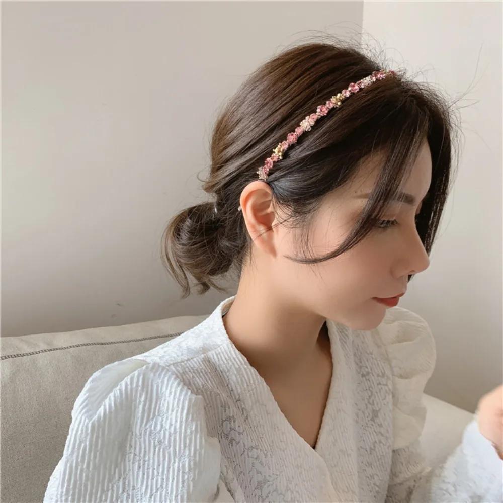 South Korea Crystal Rhinestone Headband Net Red INS French Elegant Headband Banquet Hair Pressure Hair Headdress Women