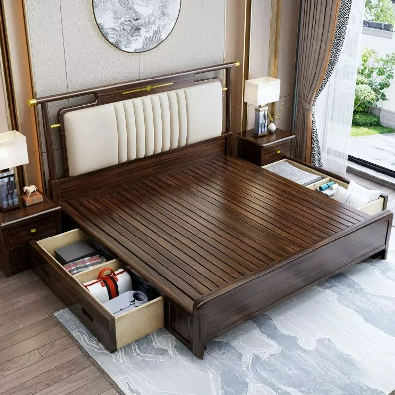 

Customizable new Chinese solid wood bed
