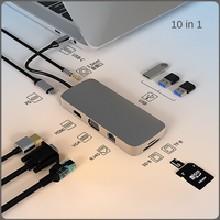 10-in-1 Type-C Docking Station USB Hub 3.0 100 Gigabit Docking Laptops C RJ45 HDMI Computer For Xiaomi Lenovo Macbook 13 15 Air