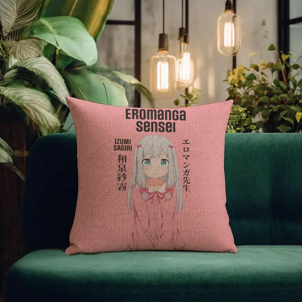 Anime Izumi Sagiri Cushion Cover Natural Linen Pillowcase Set Cushion Cover for Sofa Bedroom Chair
