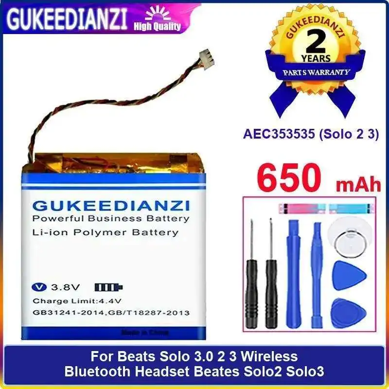 

650Mah Headset Battery Long-Lasting Performance For Beats Solo 3.0 2 3 Wireless Bluetooth Beates Solo2 Solo3 AEC353535
