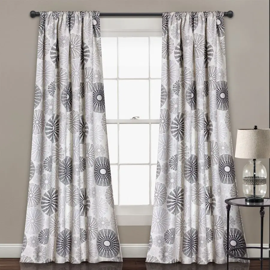 

Multi Circles Light Filtering Window Curtain Panel Pair, 84 x 52, Charcoal