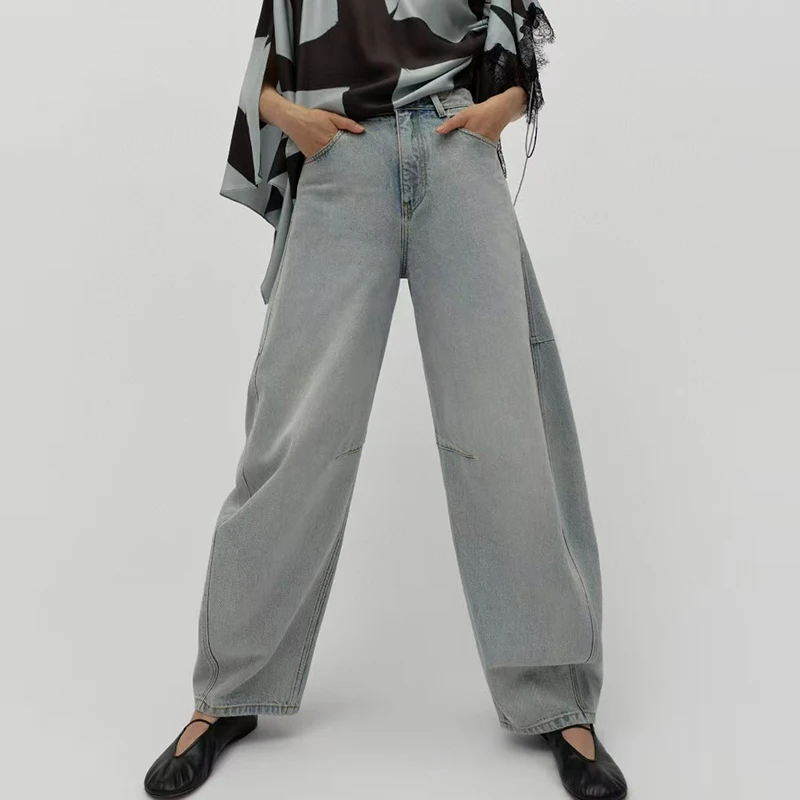 

Women's Machete Jeans, Washed Hundred Pants, Fashion Casual Wide Leg Pants, High Quality Cotton, Summer, New, 2025