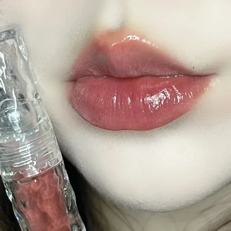 Waterproof Mirror Nude Lip Gloss Transparent Nude Dark Brown Red Lip Glaze Lasting Velvet Liquid Lipstick Women Makeup Cosmetic