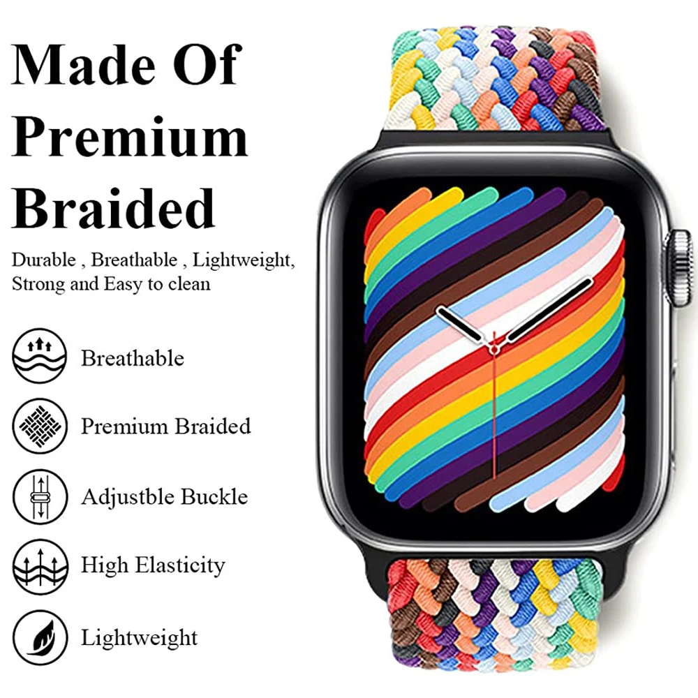 Braided Loop Strap for Apple Watch Band 45mm 41mm 44mm 40mm 49mm 46mm 42mm Breathable band iWatch Series 10 9 8 Ultra 7 6 5 4 SE