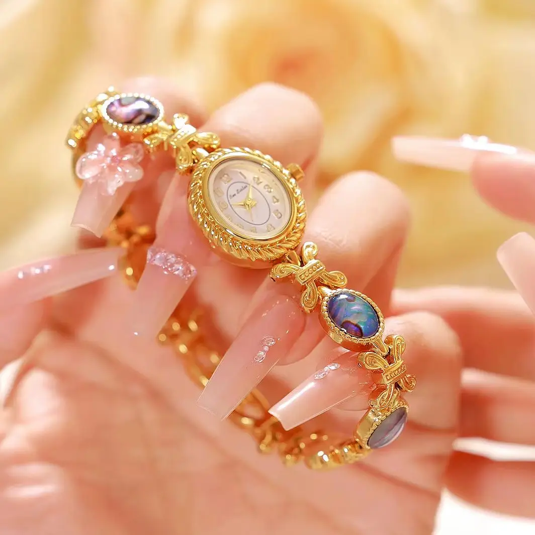 

NEW Vintage Gold Women's Original Luxury Brands Women's Watches Elegant Waterproof Gemstone Quartz Watch Paired with Dress Gift