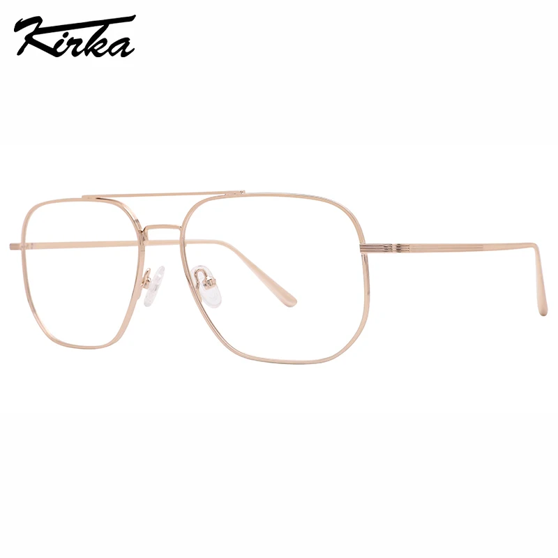 

Kirka Male Big Lens Rectangle Double Bridge Frames Matt Colors Myopia Business Computer Metal Reading Offices Glasses MM4025