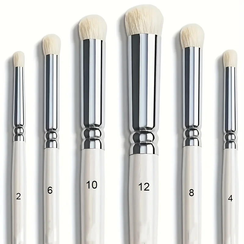 6 Pcs Eye Makeup Brush Set, Premium Synthetic Bristles Eyeshadow Blending Brush Kit, White Handle Eye Brushes for Eyeshadow