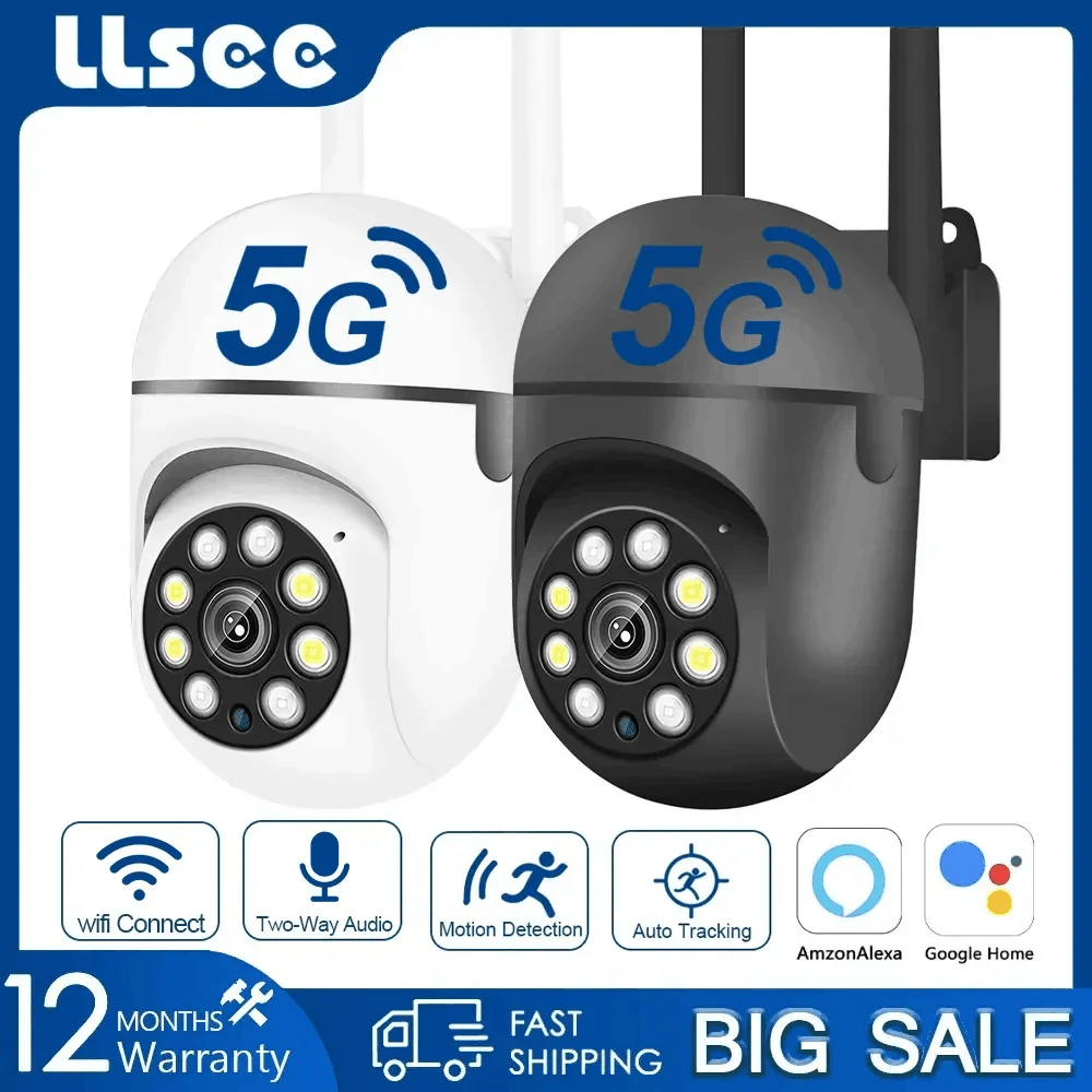 Llsee câmera sem fio ao ar livre, dispositivo 3mp, à prova dwaterproof água, 360, rastreamento automático, humanóide, 5g, wifi, ptz camara vigilante wifi