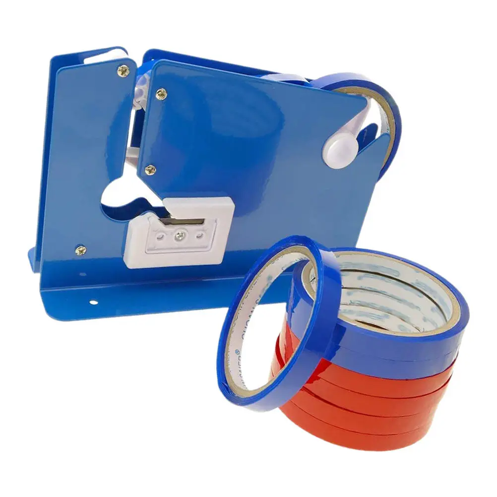 

9Pcs 12Mm Premium Tape Cutter Dispenser with Rust-Proof Trimmer Blades Compact Bag Sealing Machine for Supermarket Food Packing