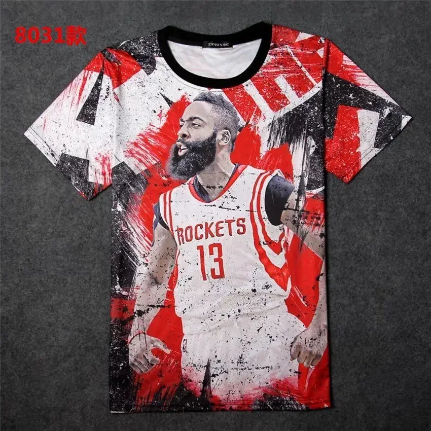 

2025 Summer NBA star 3D printed short sleeved T-shirt short sleeved basketball clothes Fashion Loose Casual Round Neck T-shirt