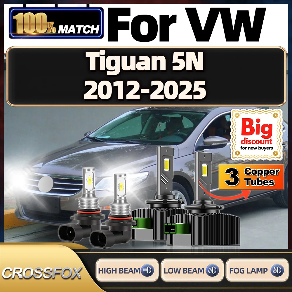 

CROSSFOX【For VW Tiguan 5N 2012-2025】Canbus Turbo Upgrade Car LED Xenon HID Headlight Bulbs High Quality LED Fog Lamp Ampoules