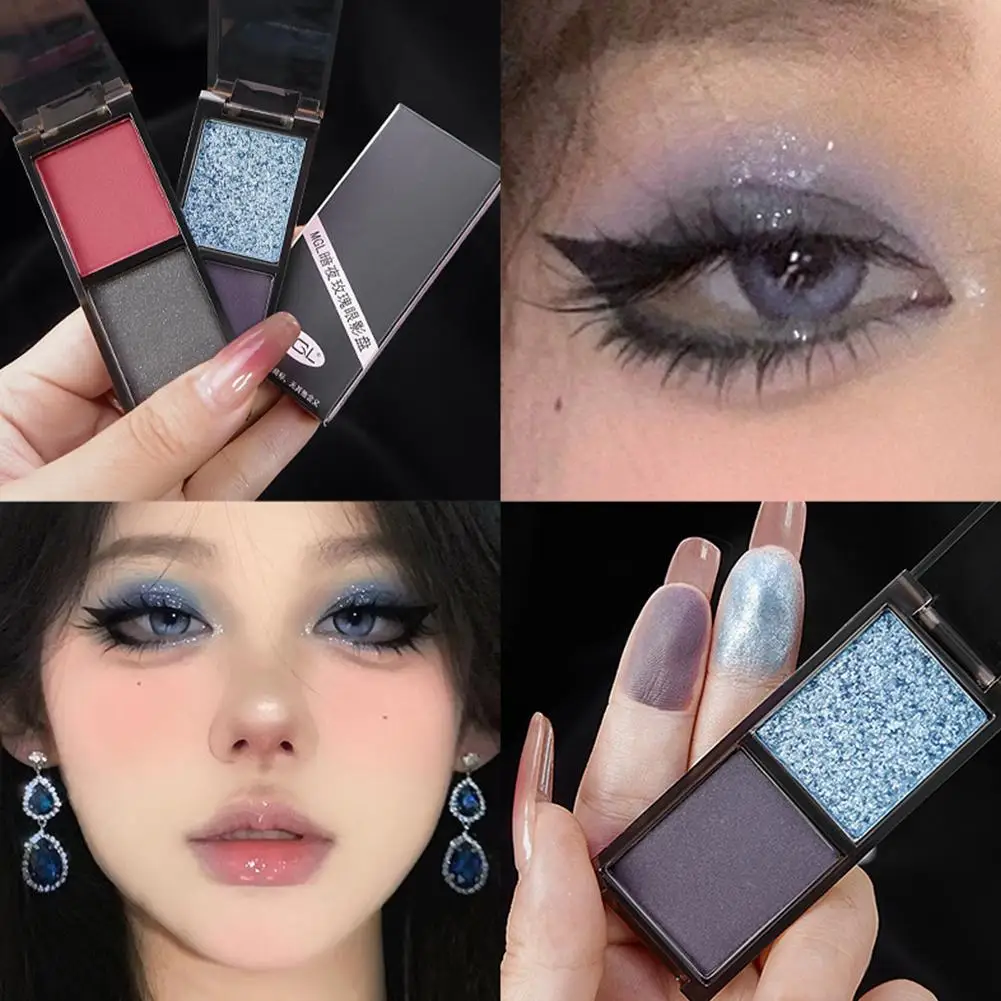 2-Color أحمر أسود سموكي عينيه لوحة ماتي ولامع ظلال العيون الظلام الشرير عيون الصباغ حفلة الهالوين ماكياج 2026 جديد