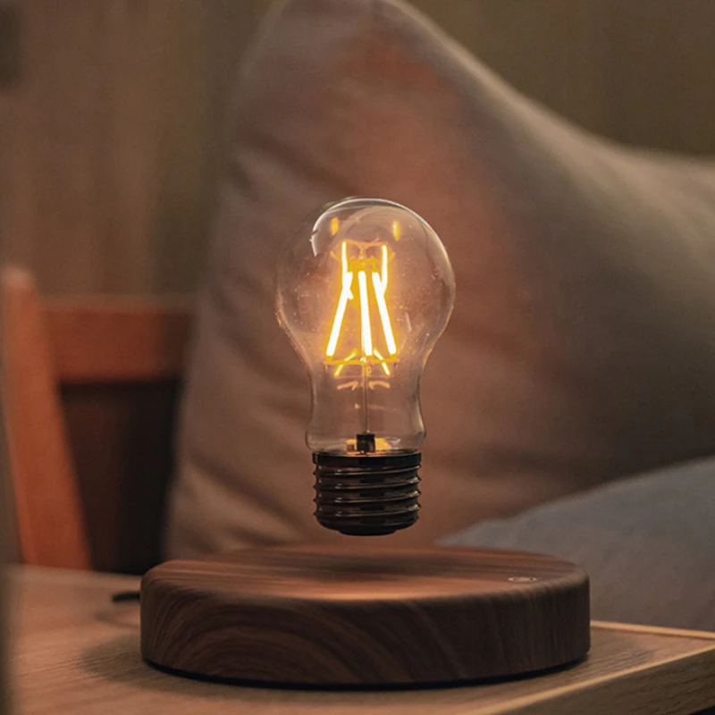 Explosive Atmosphere Magnetic Levitation Light Bulb Creative Retro Home Decoration Small Night Light Wooden Base