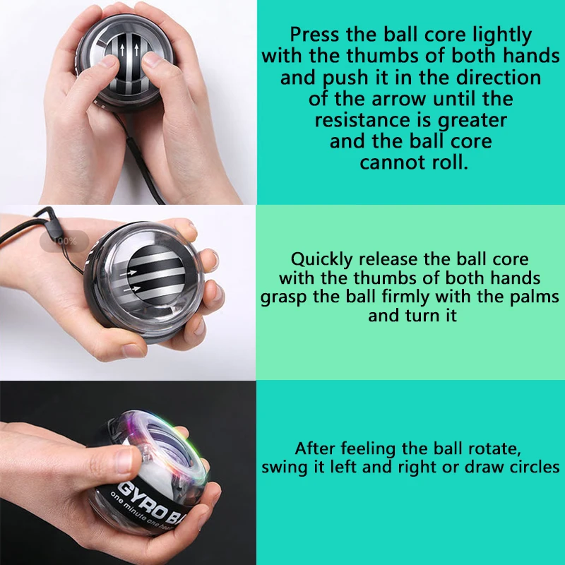 New LED Wrist Power Ball Trainer Auto-Start Grip Ball Strengthener Gyroscopic Arm Gyro Hand ball Home Fitness Forearm Exerciser