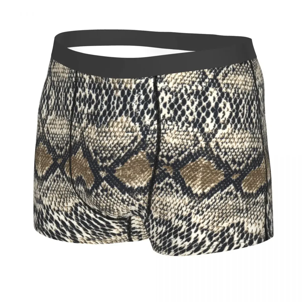 Custom Snake Skin Print Underwear Men Breathbale Snakeskin Animal Texture Boxer Briefs Shorts Panties Soft Underpants For Homme