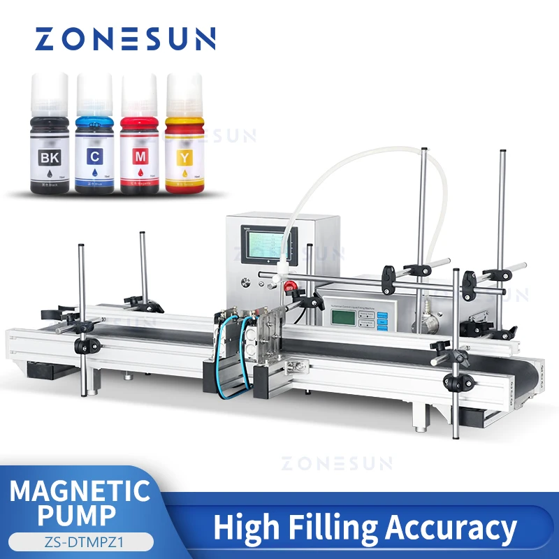 

ZONESUN Small Filling Line Bottle Liquid Water Juice Drinks Magnetic Pump Jar Vial Conveyor Packaging Production ZS-DTMPZ1