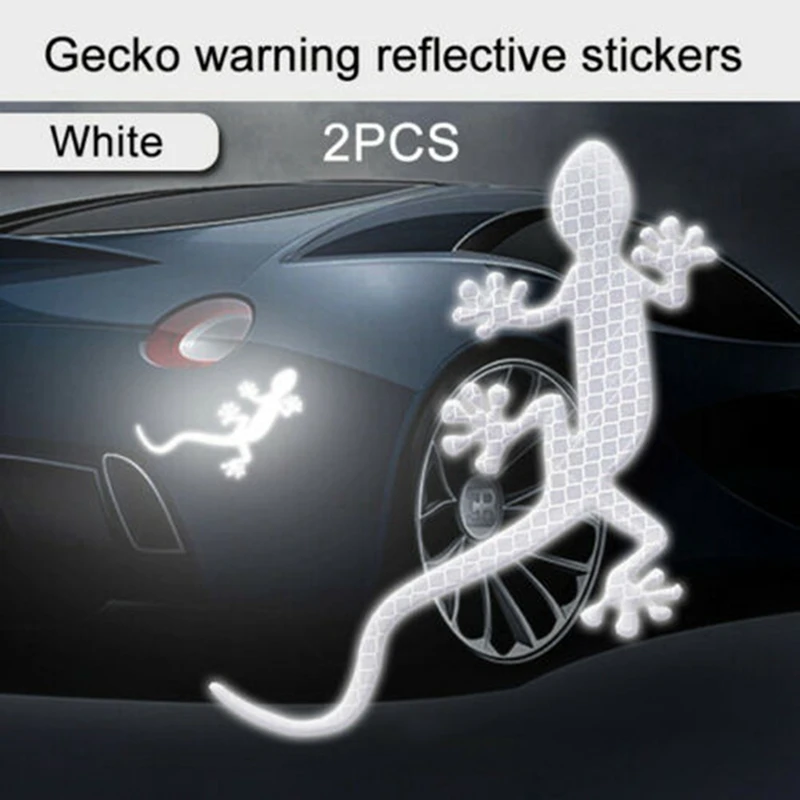 2 Pcs Night Driving Warning Gecko Strip Light Reflector Safety Warning Mark Cars Auto Exterior Accessories