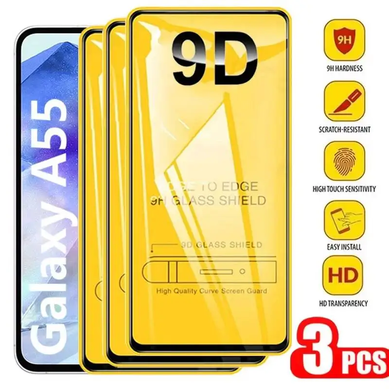 9D Tempered Glass for Samsung A56 A16 A17 A55 A07 A36 A26 A54 A53 A73 A25 Screen Protector For Galaxy S25 S24 S26 Ultra S23 FE