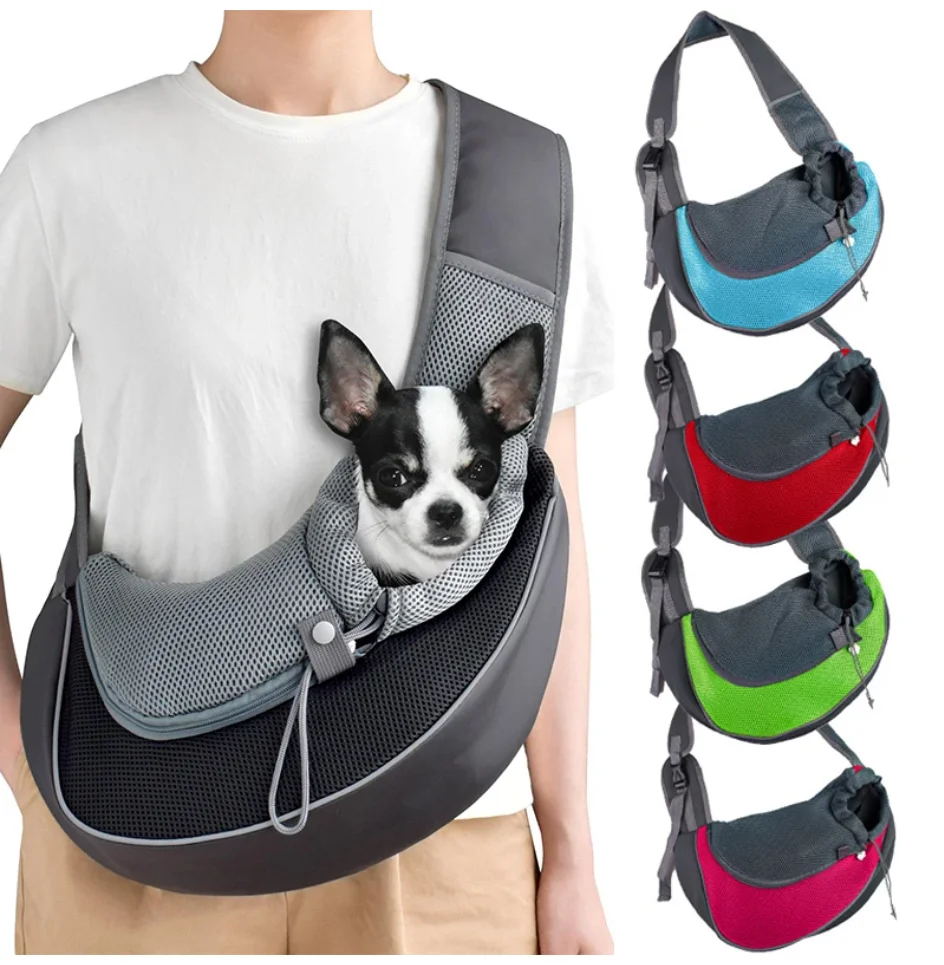 Image of Haustier-Tragetasche für Katzen und Hunde, Reise-Rucksack, Schultertasche mit Netz, Tragegurt, Haustier-Transportzubehör, Umhängetasche