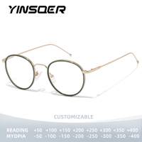 YINSQER Fashion New Full Frame Retro Metal Myopic Farsightedness Eyeglass Round Women Reading glasses Customised Prescription