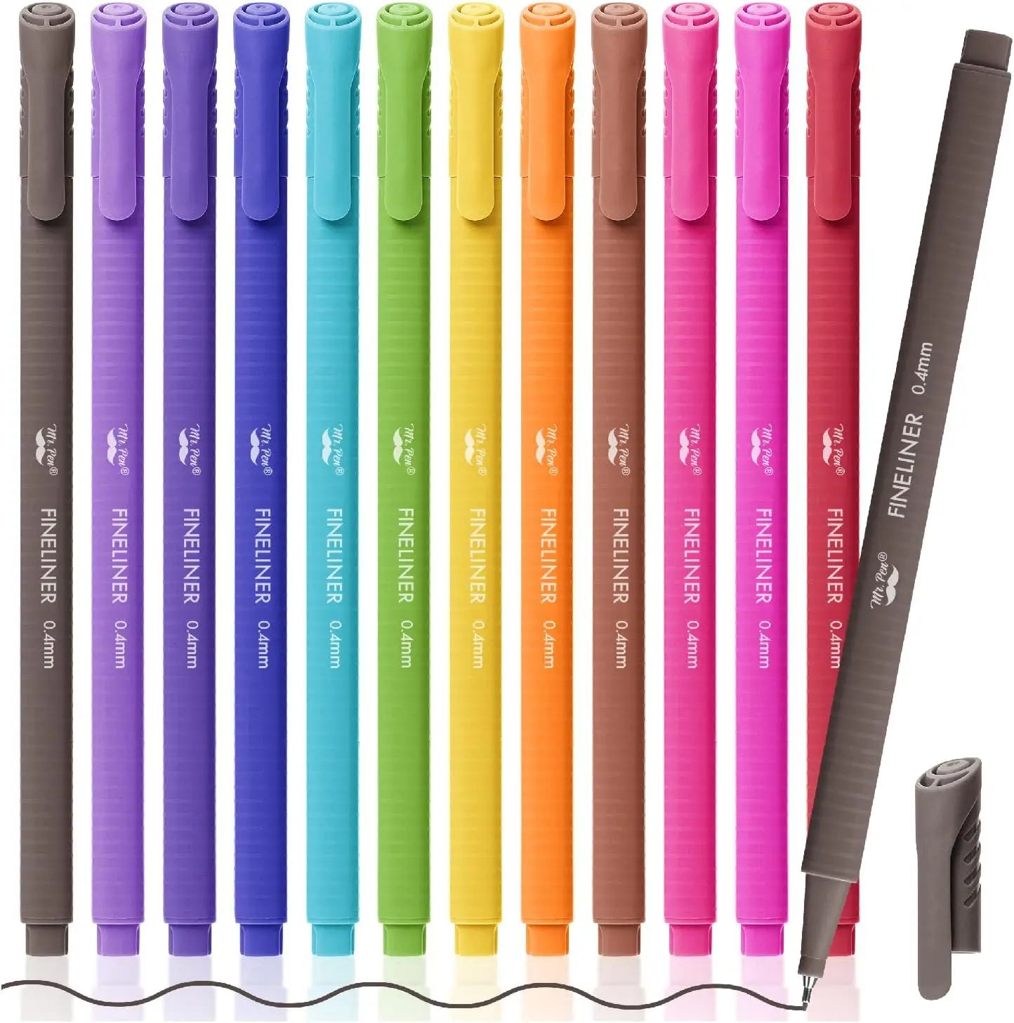 

12 Pack Fine Point Pens 0.4mm, Smooth Writing, Ergonomic Grip, for Journaling & Art