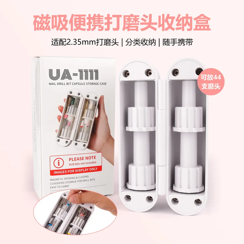 44-Holes Nail Drill Bits Holder Case with Mesh Pocket for Travel Salon Home