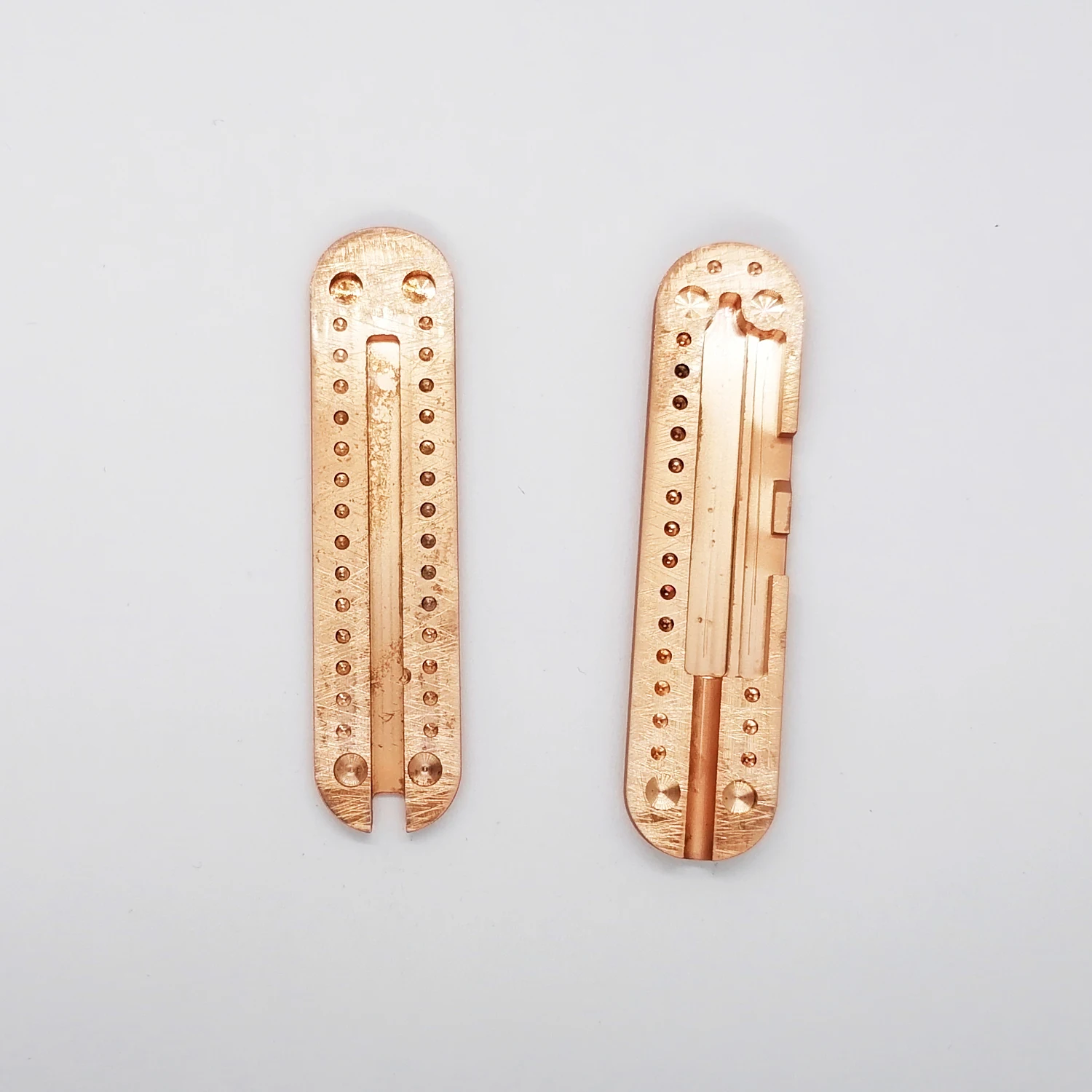 1 Pair Copper Hand Made Scales with Ballpoint Pen Slot for 58 mm Victorinox Swiss Army Knife