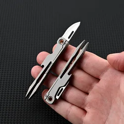 NEW Titanium Alloy Multifunctional Forceps Folding Knife D2 Steel blade EDC Outdoor Open Pocket Keychain Knife With Corkscrew