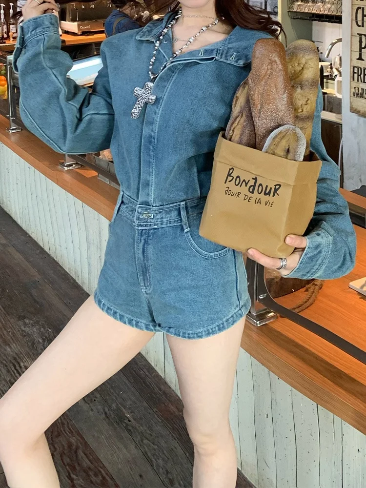 

Ретро-джинсовые шорты в американском стиле для женщин: свободные, модные, универсальные, с высокой талией, на молнии